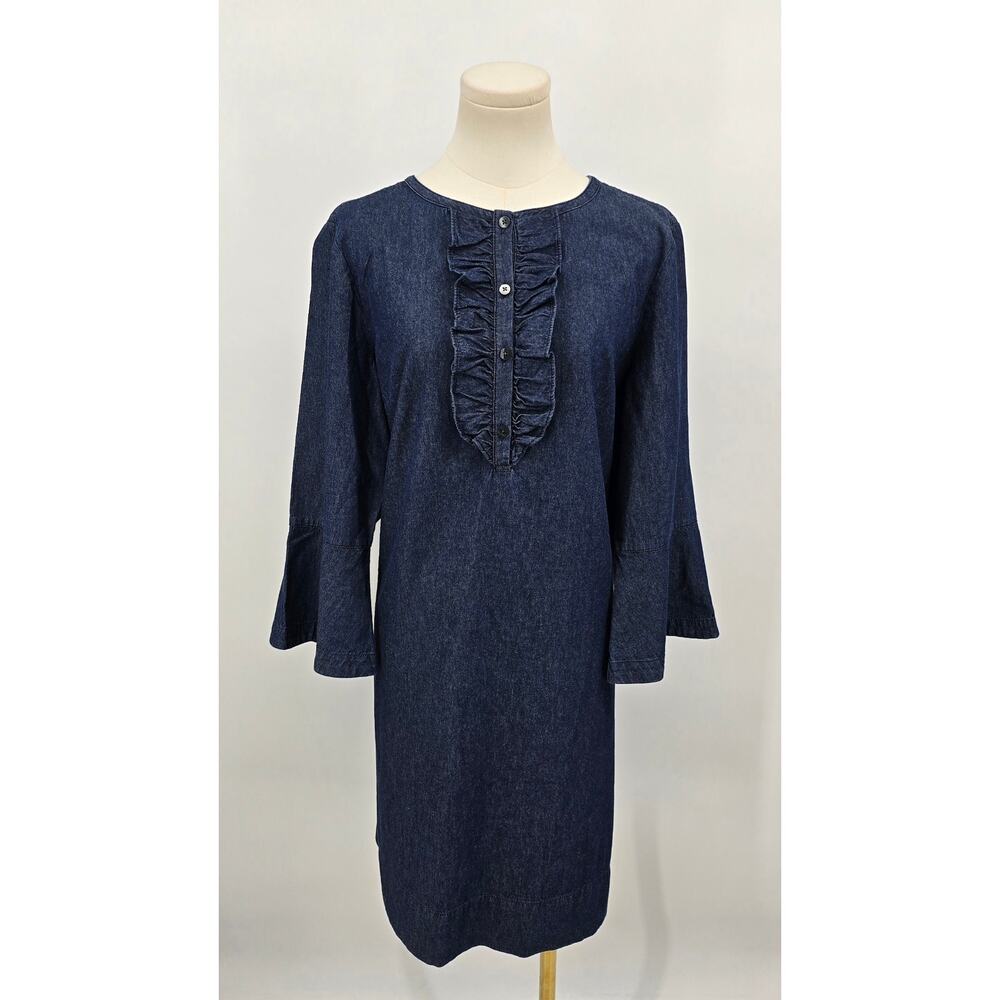 Draper‎ James Chambray Ruffle Shift Dress – Size 14